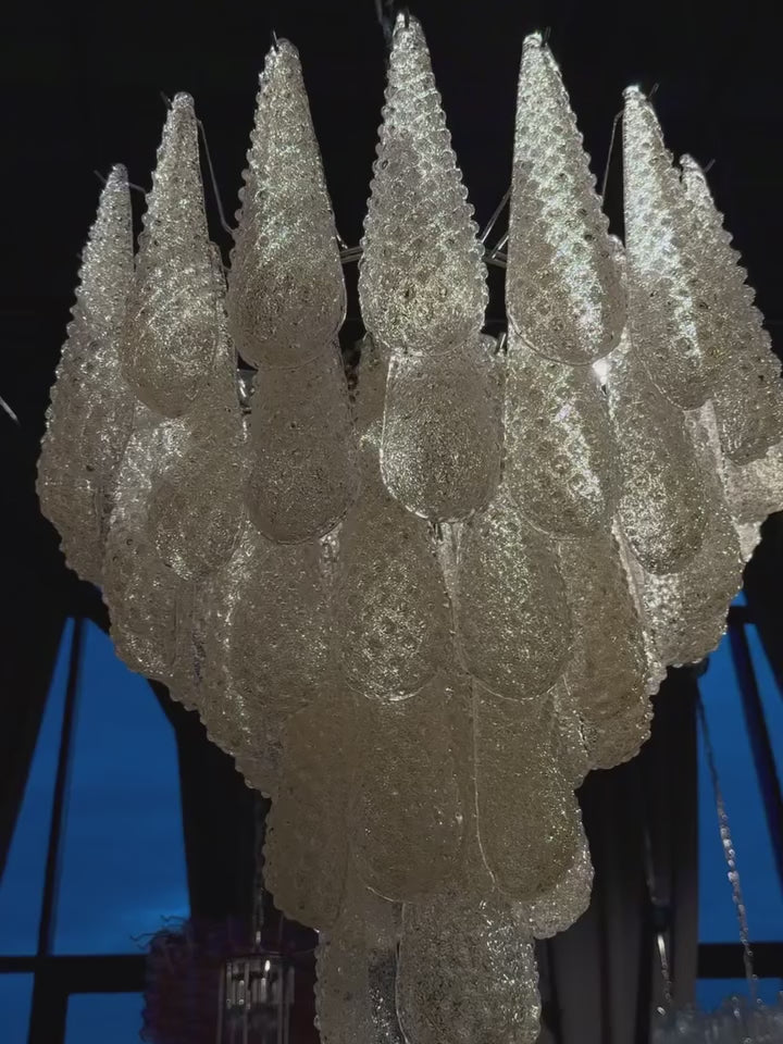 Mid-Century Murano Chandelier | Punto di Luce |  52 Yellow Drop Glasses