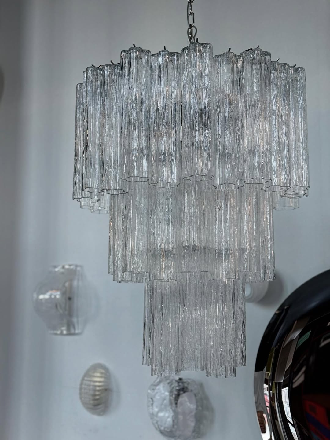 Mid-Century Murano Chandelier | Punto di Luce |  48 Clear Glass Tubes